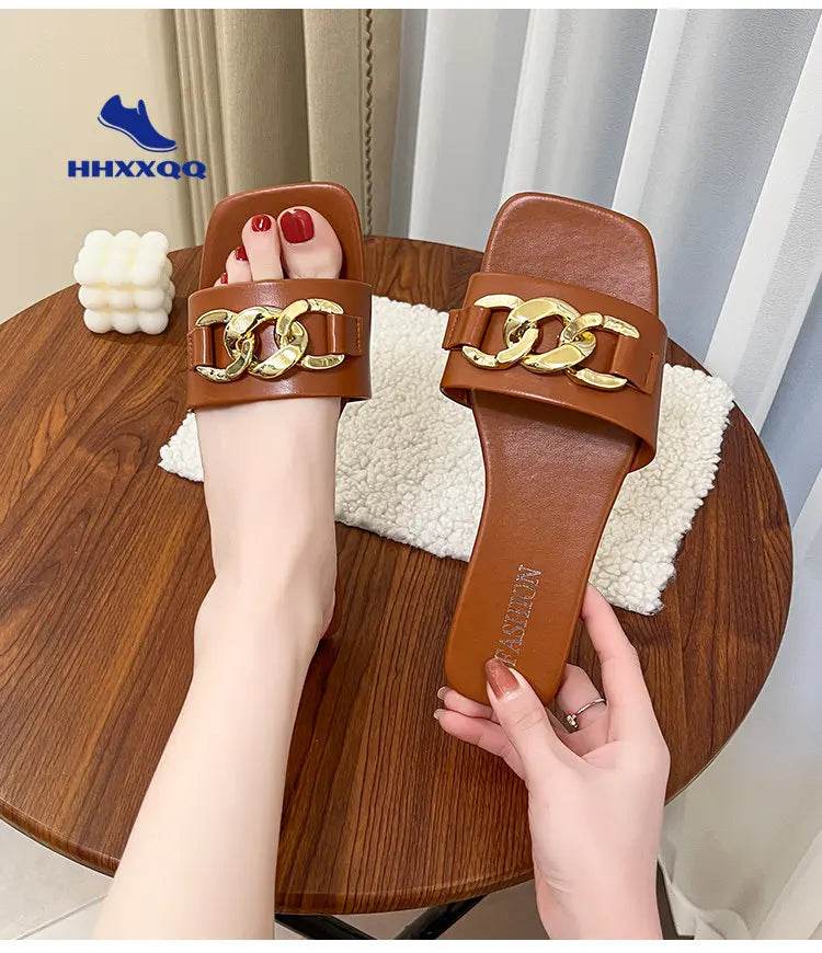 2023 New Summer Women's Slippers Roman Fashion Designer Flat Sandals Latex Soft Sole Shoes Female Breathable Beach Flip-flops - Imbasat