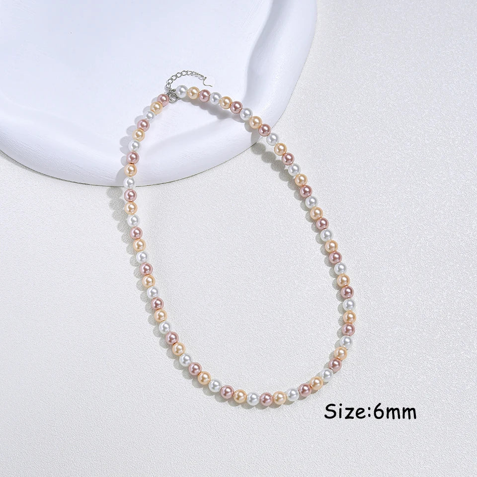 925 Sterling Silver 6mm Pearl Necklace Bead