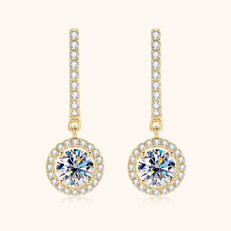 Anziw 2023 Women Hoops 925 Silver Gold Drop Earrings Dangle Moissanite