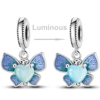 Glow in The Dark Firefly Charm Bead Fit Necklace Bracelet 925 Sterling Silver Chameleon Pendant Beads Women DIY Jewelry Making