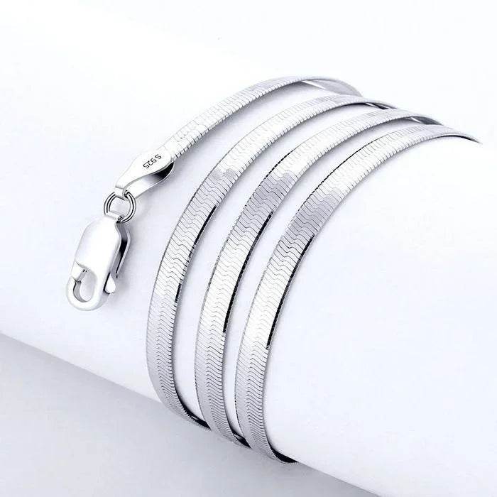 Luxury 925 Silver 4MM chain Necklace for Women Luxury Couple Fine Jewelry Blade Chain wedding gift choker Clavicle - Imbasat