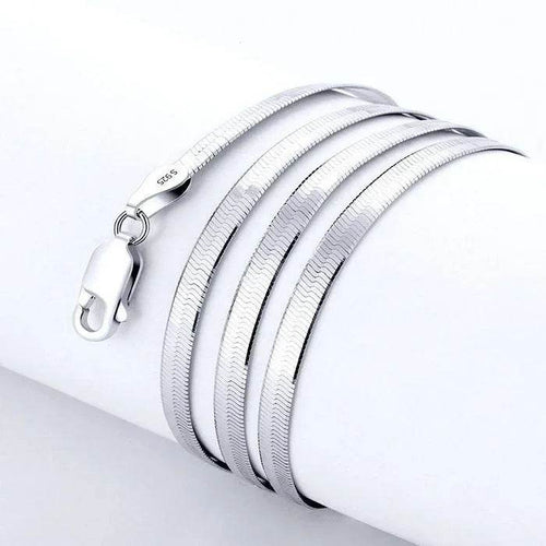 Luxury 925 Silver 4MM chain Necklace for Women Luxury Couple Fine Jewelry Blade Chain wedding gift choker Clavicle - Imbasat