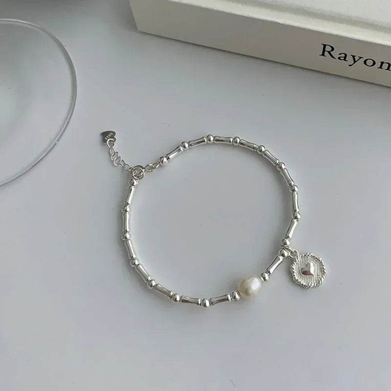 925 Sterling Silver Bracelet Partial Pearls Knots Bracelet for Women Simple Fashion Party Wedding Jewelry Girl Birthday Gifts - Imbasat