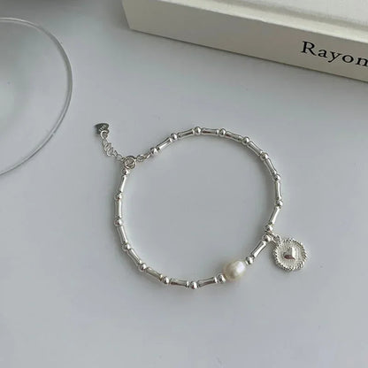 925 Sterling Silver Bracelet Partial Pearls Knots Bracelet for Women Simple Fashion Party Wedding Jewelry Girl Birthday Gifts