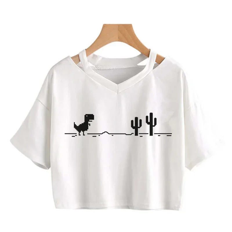 T-Shirt Harajuku Gothic Cropped Graphic Korean Style