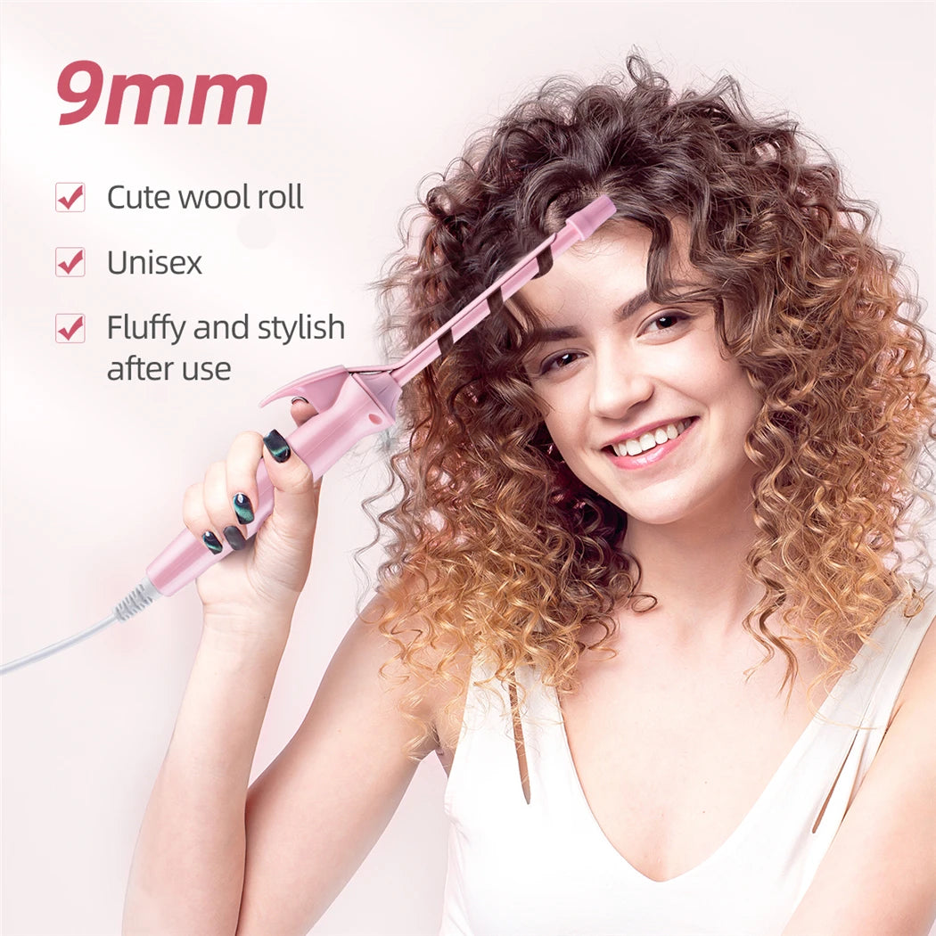 9mm Mini Hair Curling Iron Hair Curler Wand Professional Curly Tongs Ceramic Electric Salon Styling Tool Small Crimping Iron