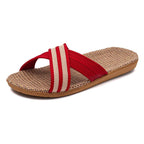 36-45 Flat Sandals Beach Slippers Summer Home Linen Lightweight Eva Non-Slip Slides For Men Women Indoor Outdoor Flip Flops - Imbasat