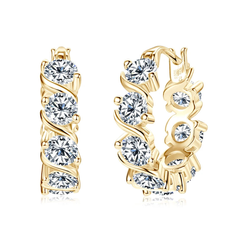 Anziw Jewelry Luxury 4.8CTW. 4mm Moissanite Earrings Hoops