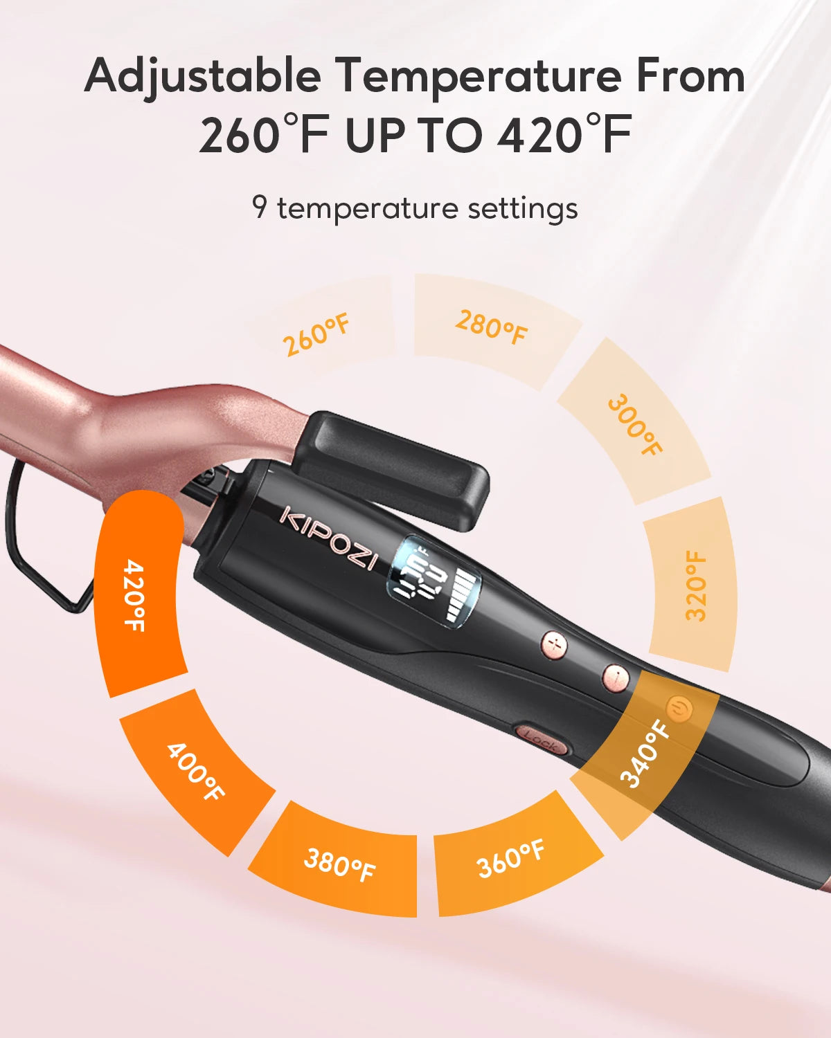 KIPOZ Curling Wand 19mm, Ceramic Barrel Pro hair curler with Adjustable Temperature, Include Heat Resistant Glove Travel Size