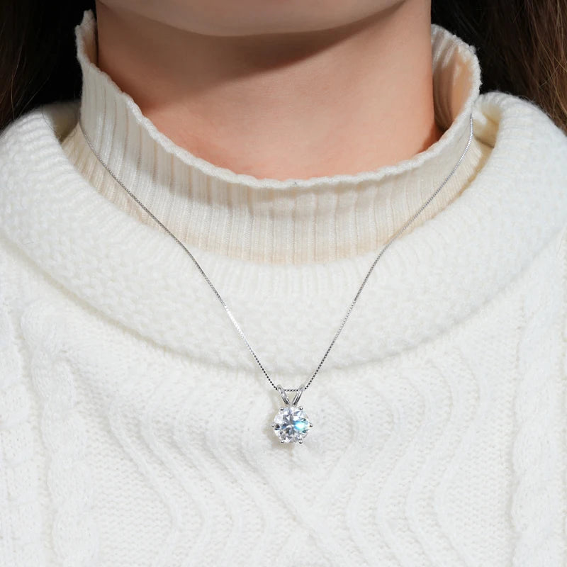 5-11mm 4CT 5CT D-E Moissanite Solitaire Pendant Necklace For Women Real 925 Silver