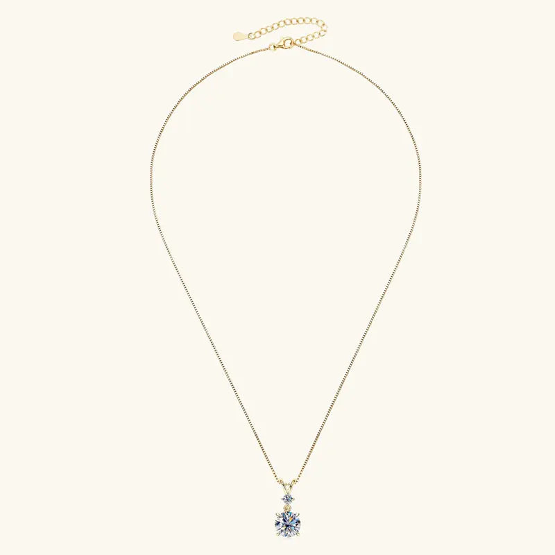 Anziw 1CT 2CT 3CT Moissanite Pendant Necklace