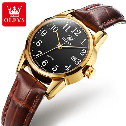 OLEVS Top Brand Quartz Watch For Women Waterproof GMT Watches Women Sports Leather Strap Date Clock Ms Wristwatch Reloj Mujer