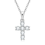 Anziw Classic Charm Cross Pendant Necklace 925 Sterling Silver Moissanite