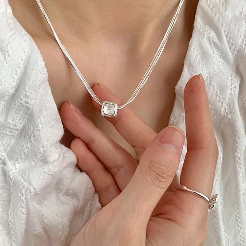 925 Silver Pearl Simple Elegant Thin Chain Pendant Necklace