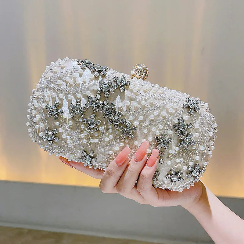 Women Clutch Bag High-class Ladies Coin Purse Niche Party Handbag Dinner Bags Dress Bridesmaid Bag Hand-beaded Pearl Wallet