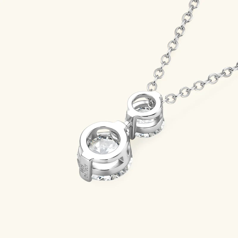 Anziw 925 Silver Sparking 1.7cttw. Two-stone Moissanite Pendant Necklace
