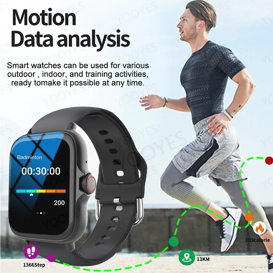 Outdoor sports smartwatch, wireless calling, information reminder, wallpaper change, men's and women's multifunctional sports wa