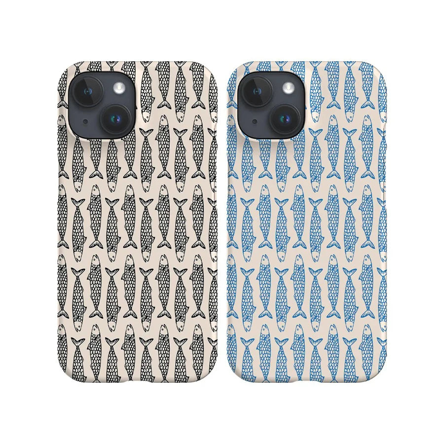 Mackerel Block Print iPhone Case Glossy Hard PC Cover