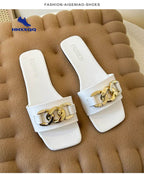 2023 New Summer Women's Slippers Roman Fashion Designer Flat Sandals Latex Soft Sole Shoes Female Breathable Beach Flip-flops - Imbasat