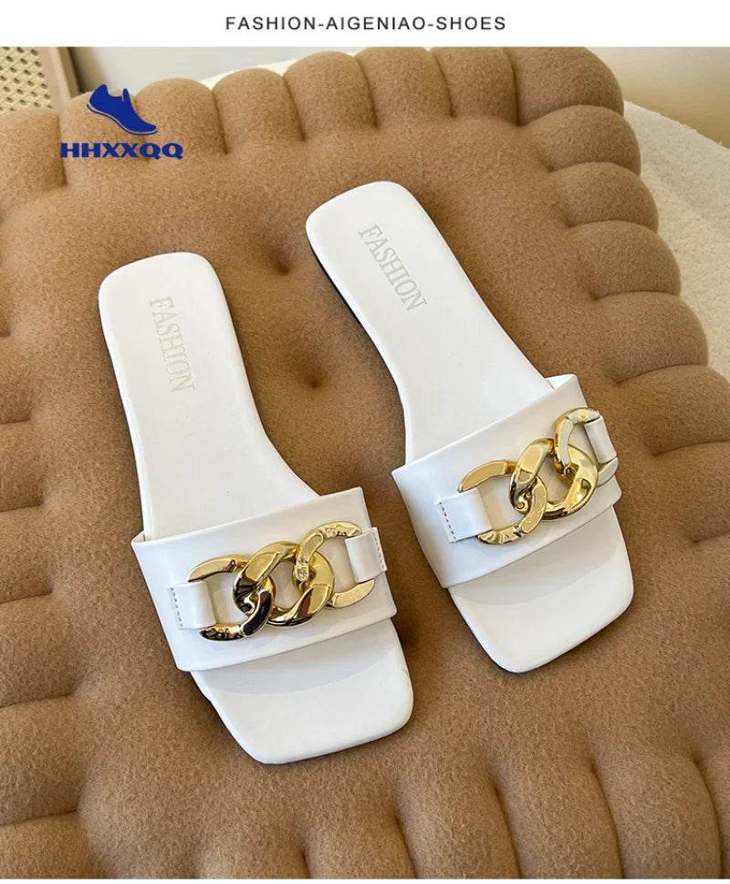 2023 New Summer Women's Slippers Roman Fashion Designer Flat Sandals Latex Soft Sole Shoes Female Breathable Beach Flip-flops - Imbasat