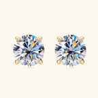 10K Solid Gold Stud Earrings Sparking 6.5mm 6mm 0.8-1CT D-E Moissanite