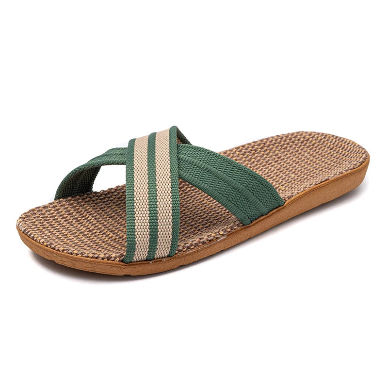 Flat Slippers Linen Lightweight Eva Non-Slip Slides