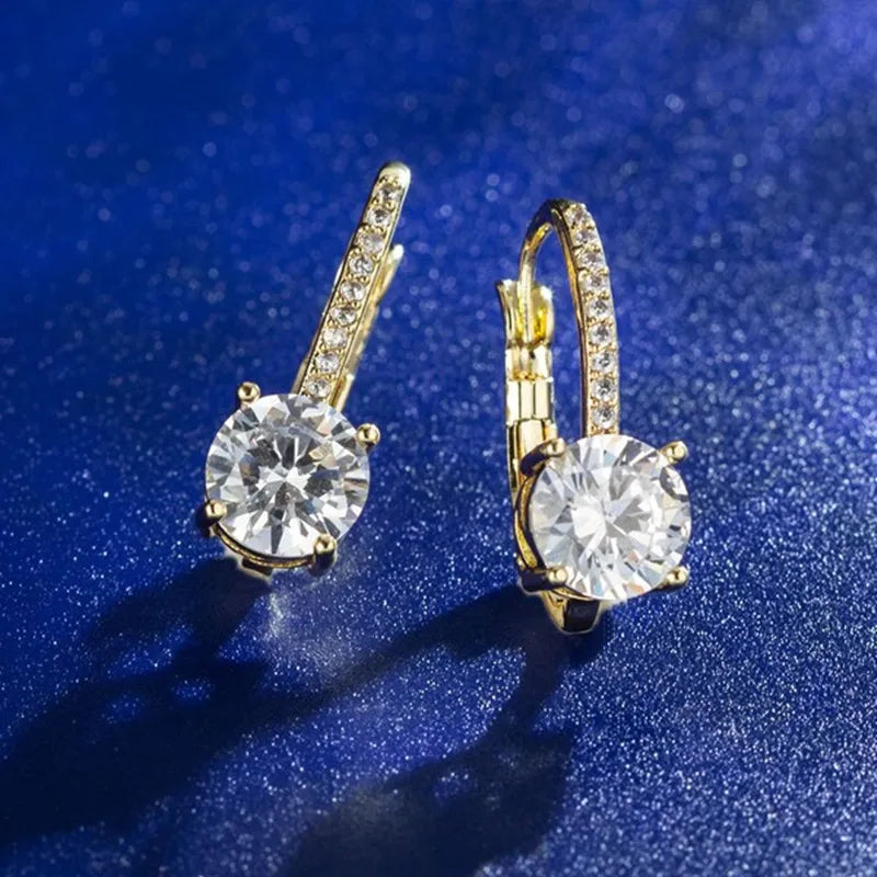 Trendy 14K Gold Plated Earrings Silver Hoops 925 Dangle Earrings Back Moissanite