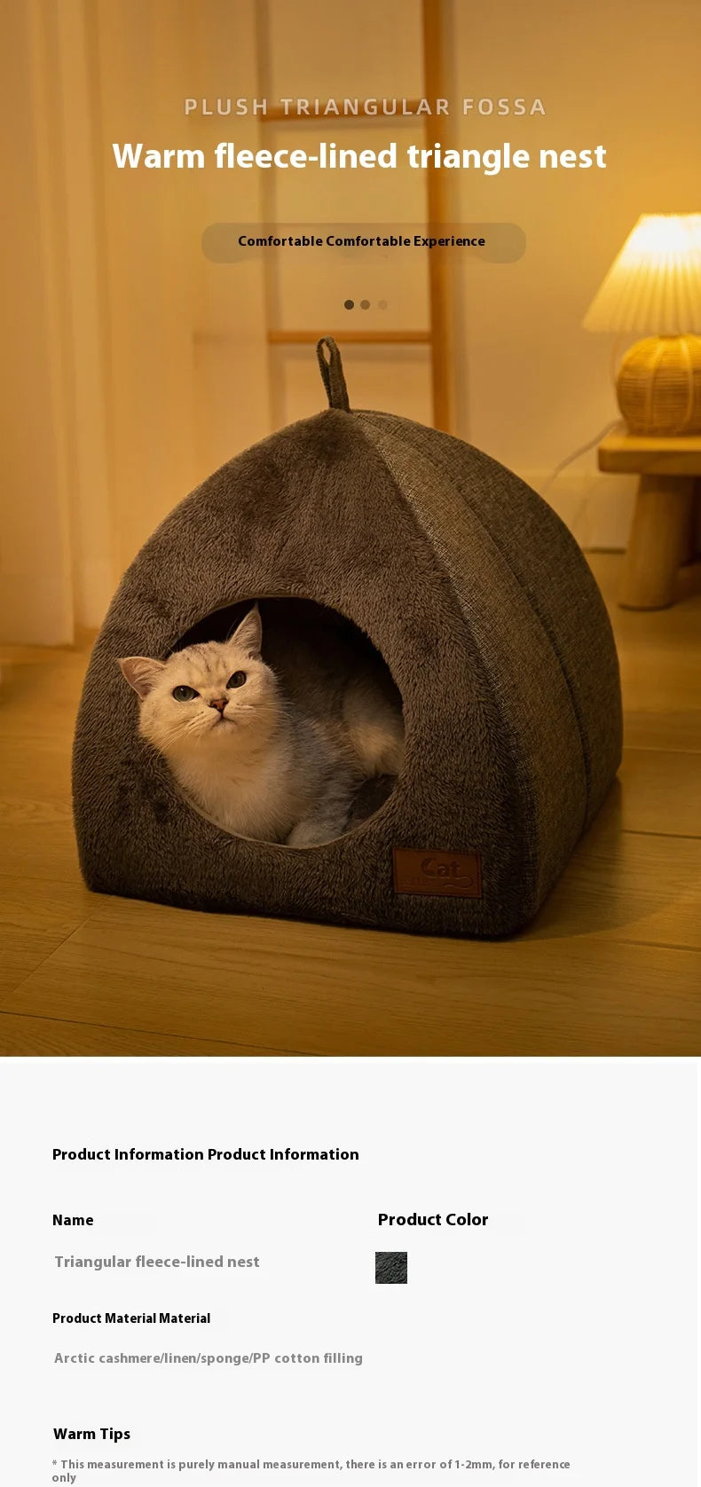 New Triangle Cat Nest Closed Cat House Pet Nest Warm and Thickened Deep Sleep Dog Nest Pet Supplies Closed Cat bed cat tents