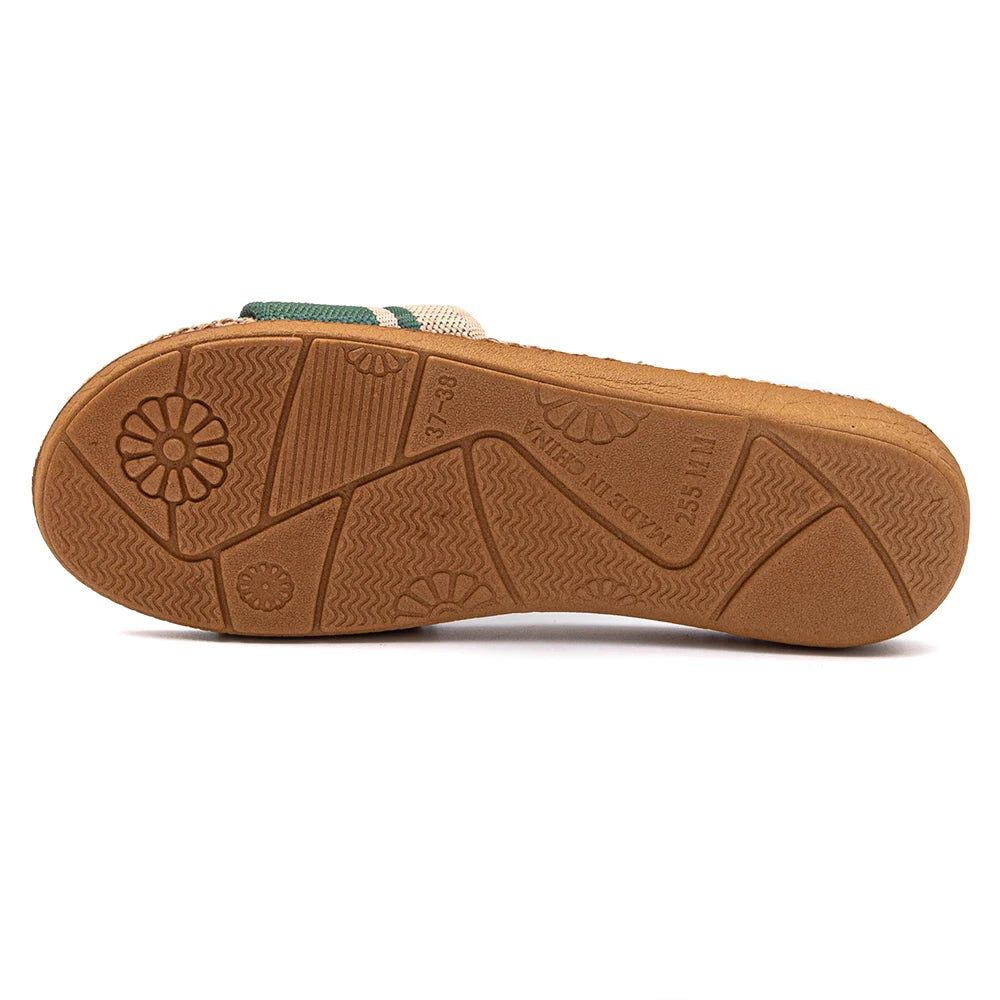 Flat Slippers Linen Lightweight Eva Non-Slip Slides