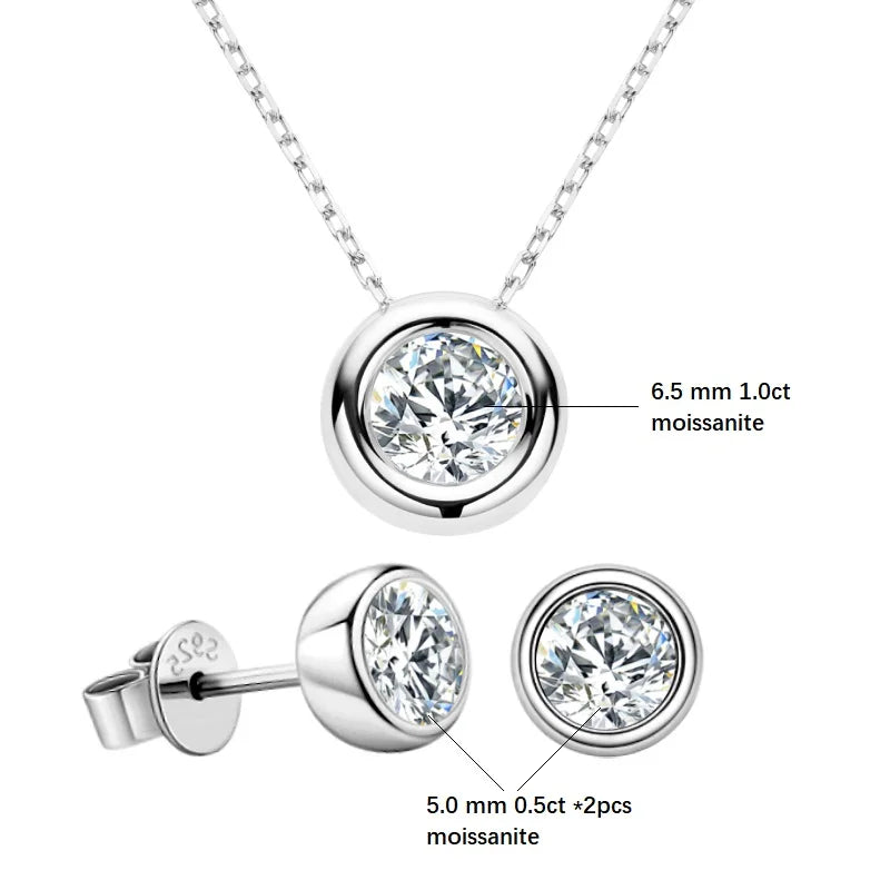 IOGOU Real 3ctw. D Color Moissanite Jewelry Set 925 Silver 18k Gold Plated