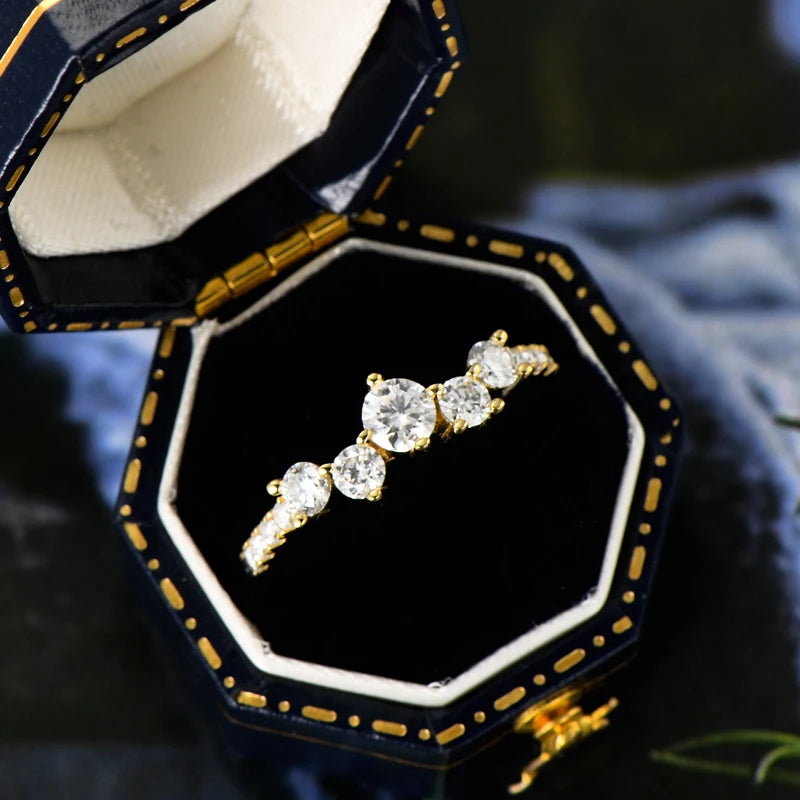 Anziw Real S925 Ring Cluster Moissanite Sterling Silver