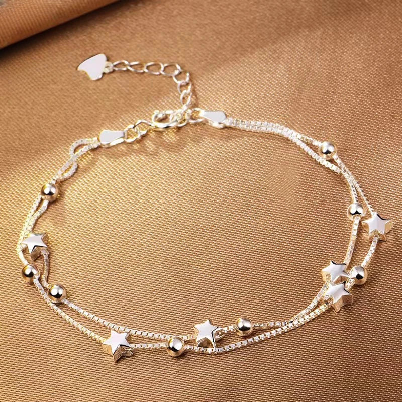 925 Sterling Silver Bracelet Partial Pearls Knots Bracelet for Women Simple Fashion Party Wedding Jewelry Girl Birthday Gifts