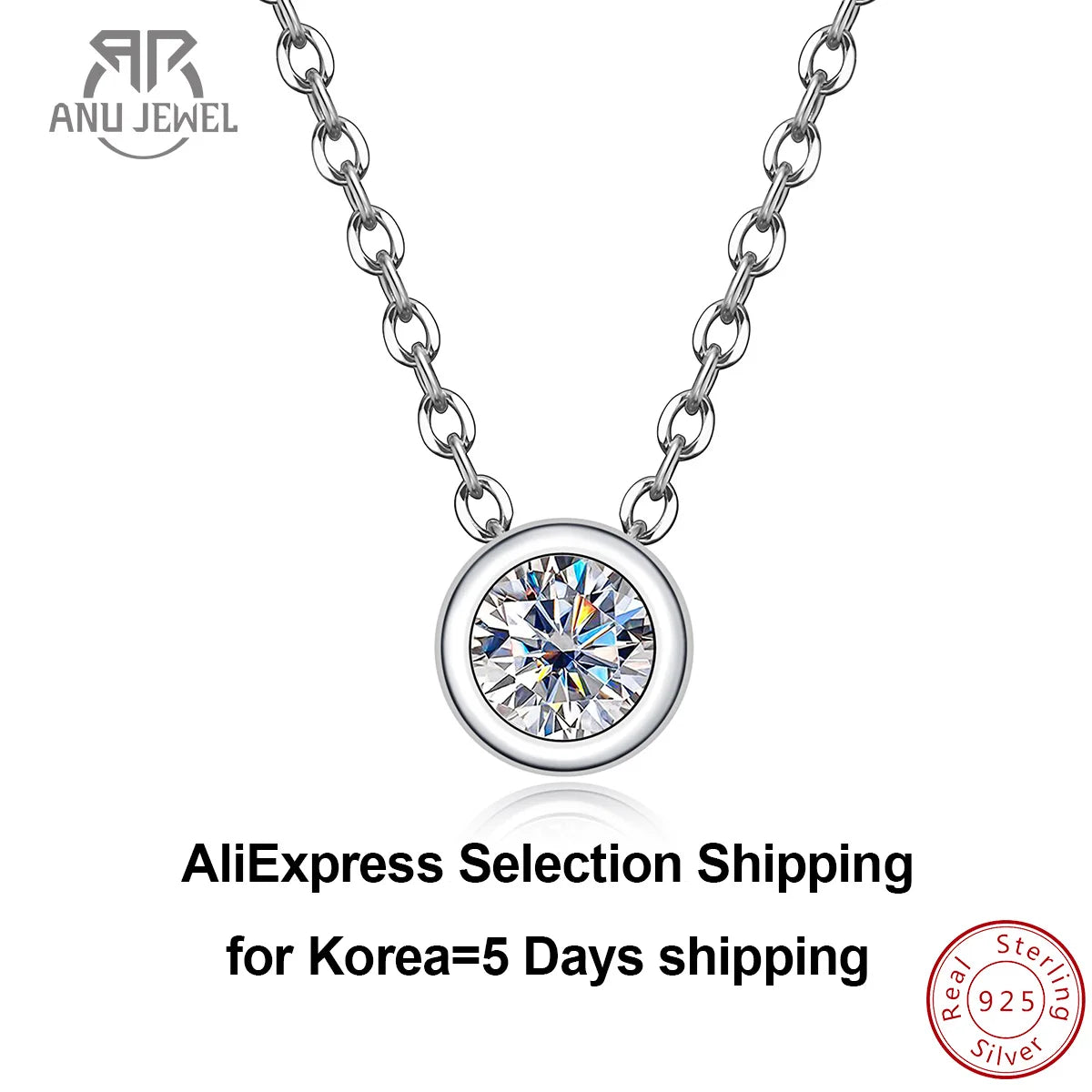 AnuJewel 4mm 0.3ct D Color Moissanite Round Brilliant Cutting 18K Gold Plated  45cm 925 Sterling Silver Necklaces  Wholesale