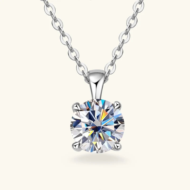 6.5mm 1.0 carat D Moissanite Solitaire Drop Necklaces 18k Gold