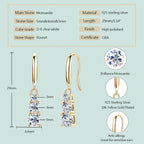Anziw 925 Silver Three Stone Hook Earrings 1.8CTW. Moissanite Earrings