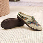 Fashion Women's Shoes Ethnic Style Embroidered Linen Breathable Outdoor Casual Slippers Shoes for Women Zapatos De Mujer 2024 - Imbasat