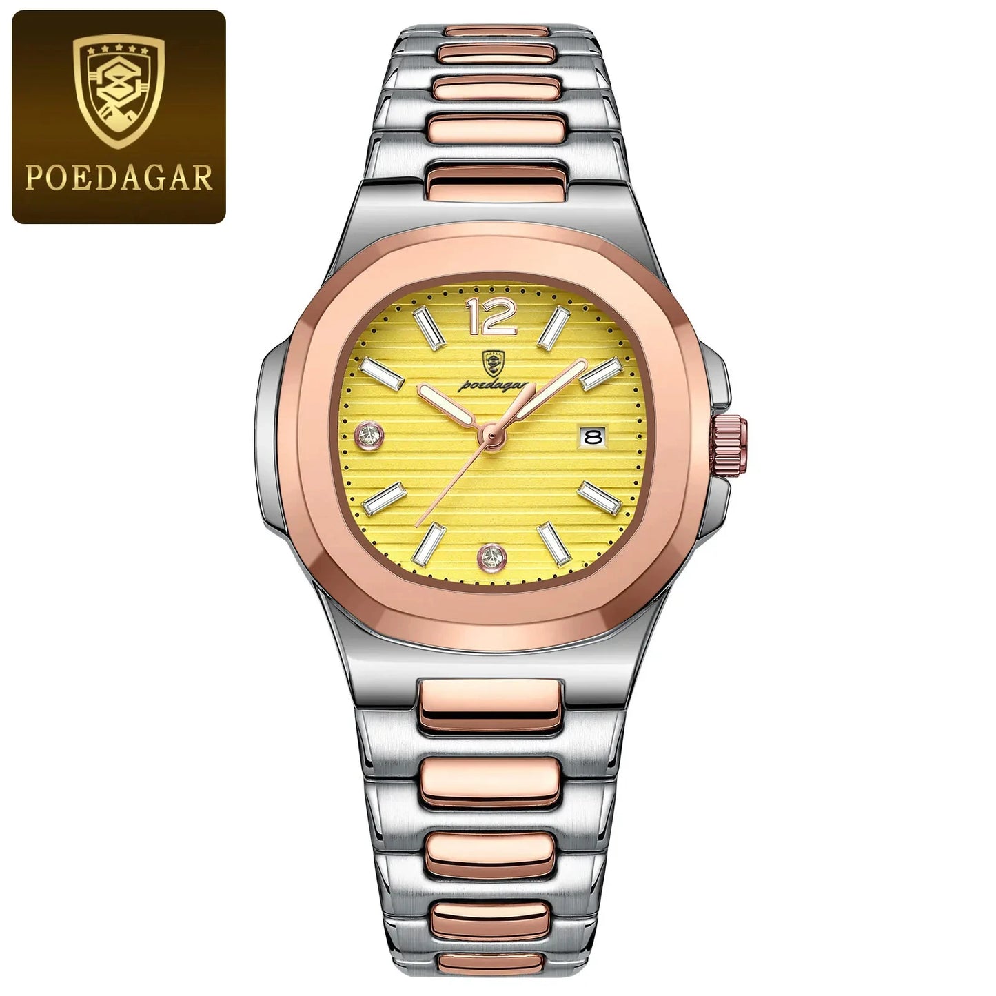 POEDAGAR Luxury Watch For Woman Square Ladies Quartz Watch Luminous Waterproof Date Women's Watches Dress Female Clock reloj+box