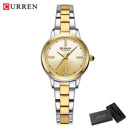 CURREN Original Quartz Watch for Women Fashion Elegant Ladies Watches Stainless Steel Waterproof Women's Wristwatch