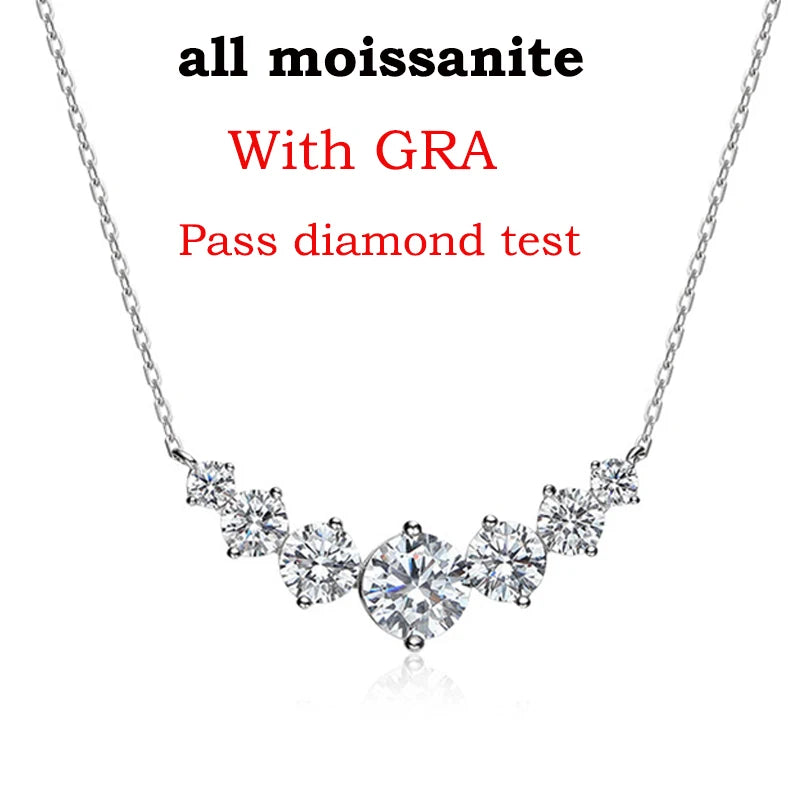 Smyoue 1.7-5CTTW All Moissanite Necklace for Women Smile Princesses Sparkling Diamond Pendant S925 Sterling Silver Plated PT950