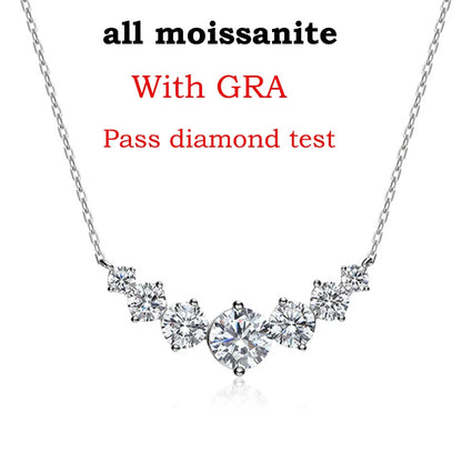 Smyoue 1.7-5CTTW All Moissanite Necklace for Women Smile Princesses Sparkling Diamond Pendant S925 Sterling Silver Plated PT950