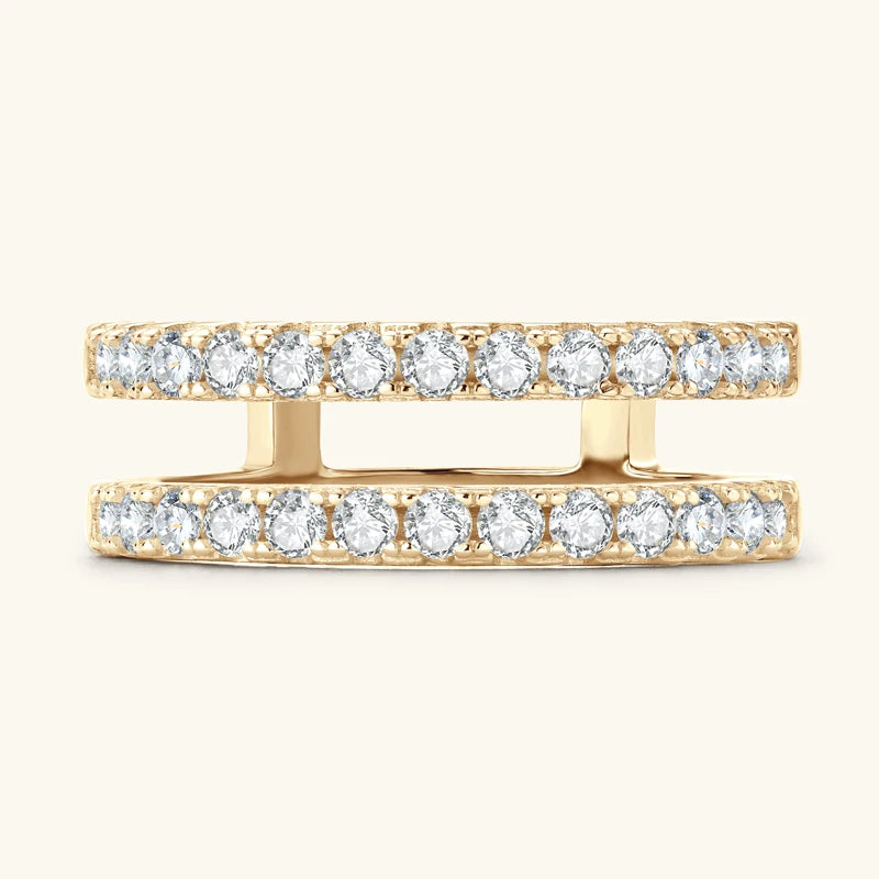 Anziw Moissanite Bands Double Row Wedding Rings 925 Sterling Silver