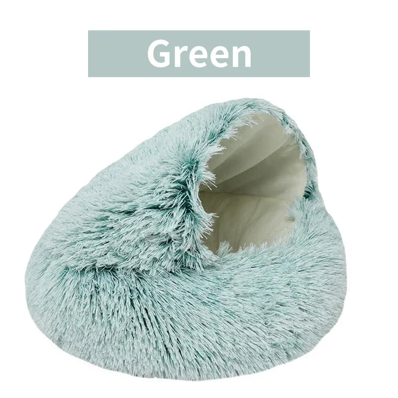 Winter Plush Pet Cat Bed Round