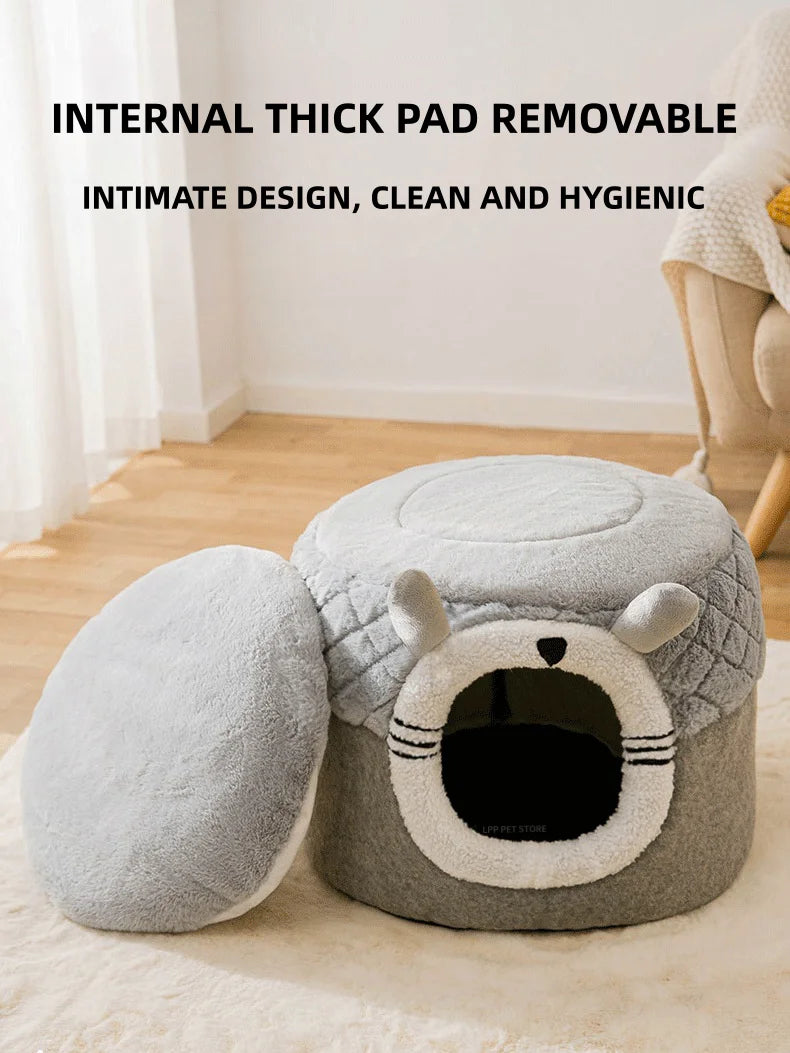 Cat Bed Pet Dog House Winter Cat Villa Sleep Kennel