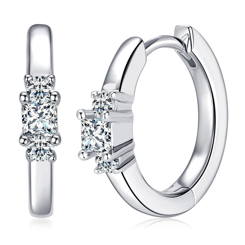 Moissanite Mini Hoops Earrings 925 Sterling Silver