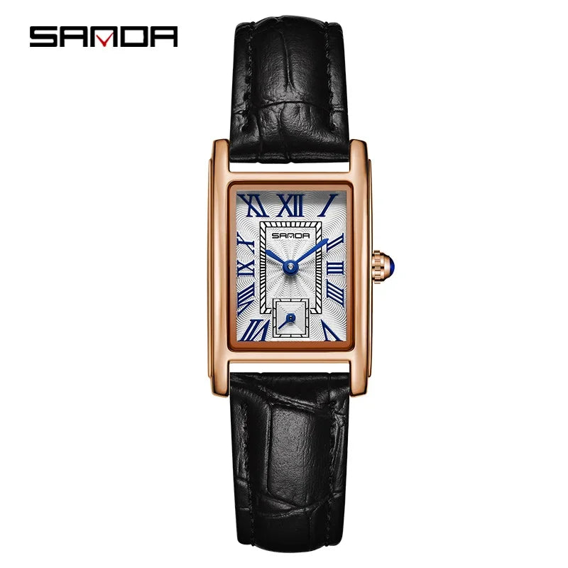 SANDA   Leather Quartz Movement Business