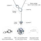 Anziw 925 Silver Infinity Necklace 6.5mm D Color Moisasnite Pendant
