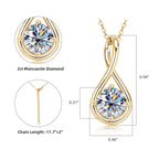 18K Gold Plated Solitaire Round 8mm 2ct Moissanite Infinity Pendant Necklace 925