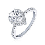 Anziw 925 Sterling Sliver Ring 2.0 Carat Pear Cut Moissanite Ring