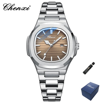 CHENXI 8222 New Ladies Watches Women Fashion Elegant Silver Stainless Steel Party Quartz Wristwatch Watch Gift Relogio Feminino