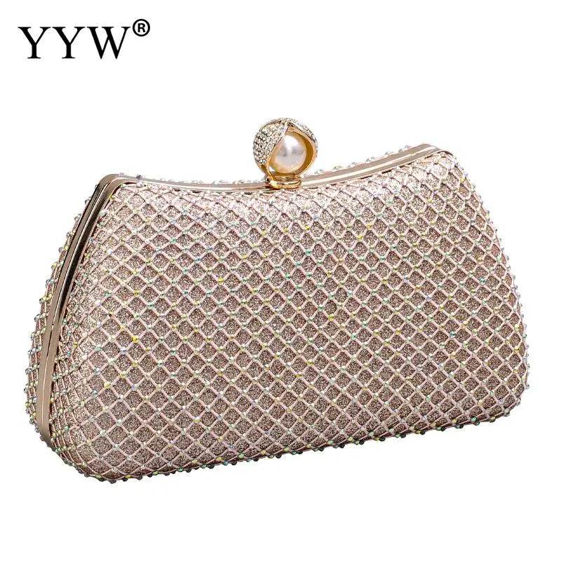2023 Trend Evening Clutch Bags Women Shinny Clutches Purse Crystal Wedding Chain Shoulder Handbags Golden Moon Luxury Sac A Main - Imbasat